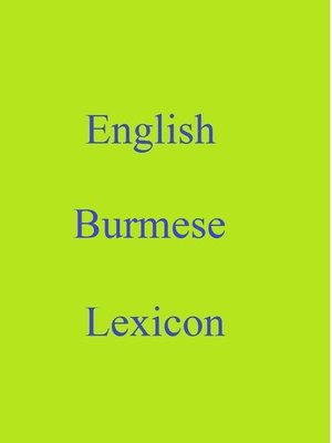 cover image of English Burmese Lexicon